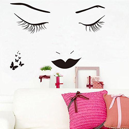 CINRA Fancinating Long Eyelashes Girl Wall Stickers Wall Decal Art Removable Vinyl Wall Poster Wall Mural Bedroom Decal Home Decor Beauty Tool