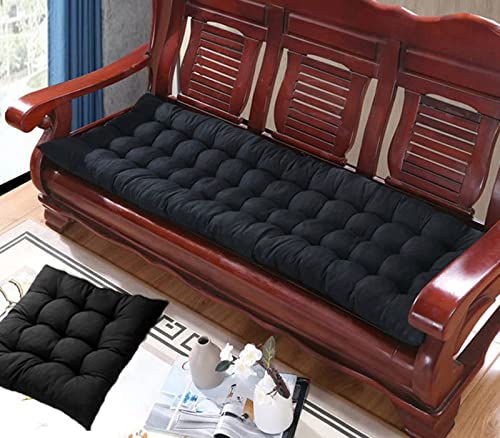 Cojín de banco grueso de 2/3 plazas de algodón para banco de jardín, cojines de 80/100/110 cm, cojín de banco suave y cálido para sofá de columpio (40 x 40 cm), color negro Cover
