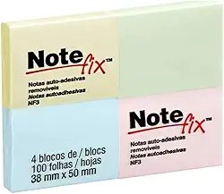 Note fix, 3M, Bloco Adesivo Colorido, 38x50mm, 100 Folhas