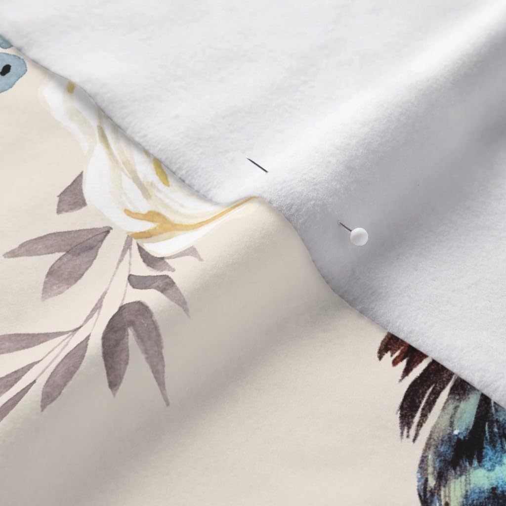 Spoonflower Fabric - Western Autumn Florals Ivory Rustic Floral Watercolor Boho Chic Printed on Polartec(R) Fleece Fabric by The Yard - Sewing Blankets Loungewear and No-Sew Projects