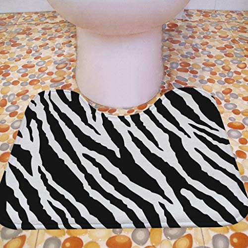 Badematte Set Dreiteilige Bad Flannel Black Strips Anti-Rutsch-Wasseraufnahme Teppich Bottom Mat WC Sitzmatte (Size : L) – Bild 5