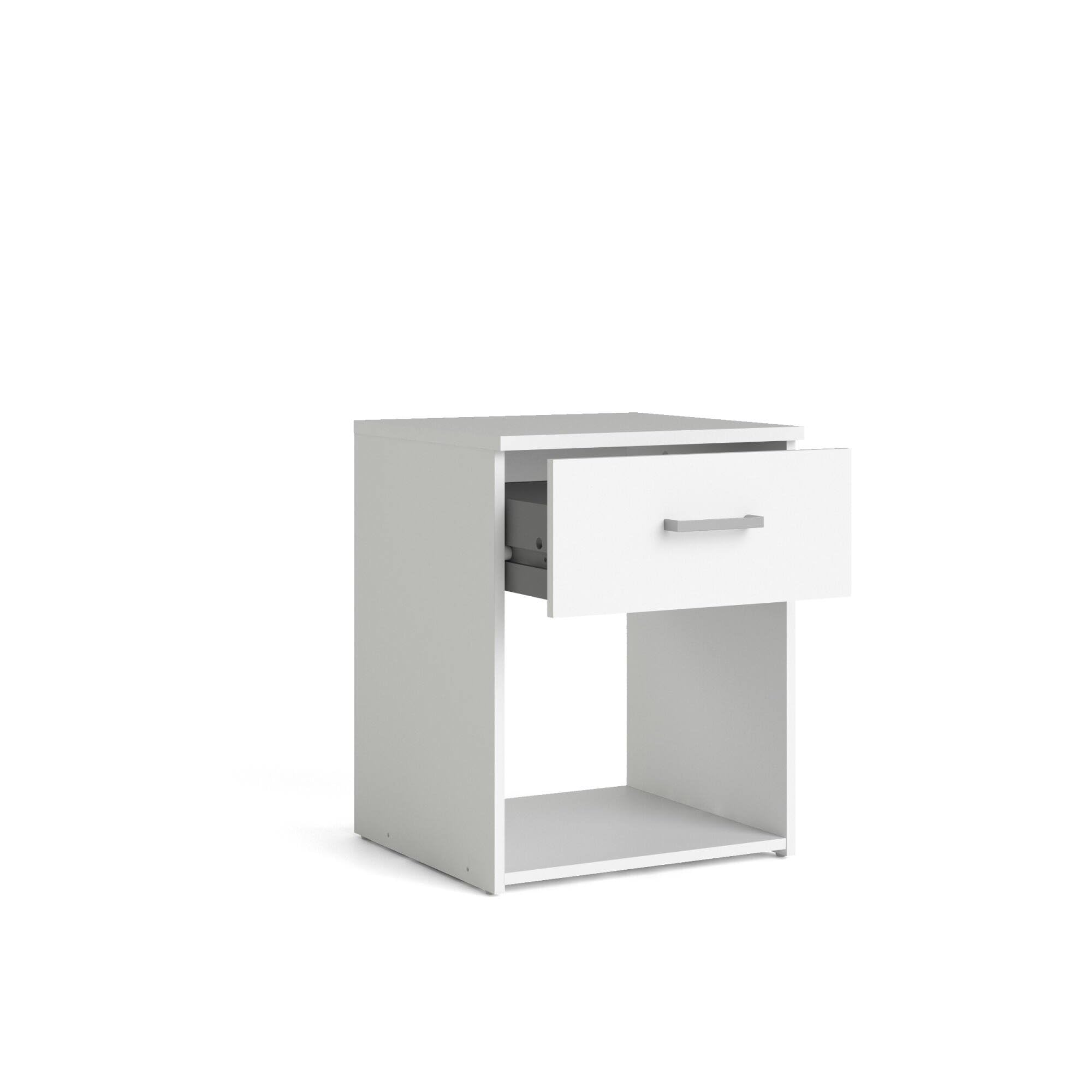 Dmora Comodino 35.95x37.6x47.5h cm Bianco Un Cassetto Apertura Scorrevole, Chiusura Scorrevole