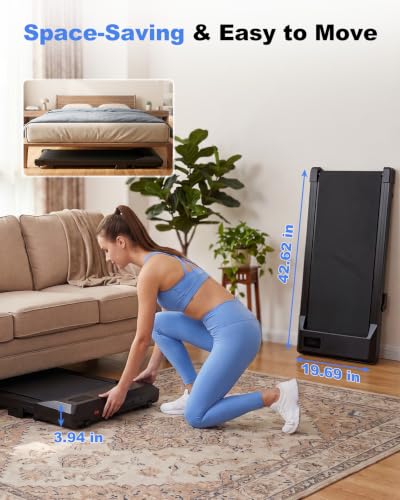 Image of 6% Incline 300 lbs Walking Pad Under Desk Treadmill | Quiet portable mini treadmill for home office with app & remote control. 100% pre-assembled and slim space-saving design.