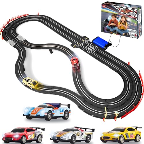 Slot Car Race Track Sets, Race Car with 4 High Speed Cars, Race Tracks for Kids...