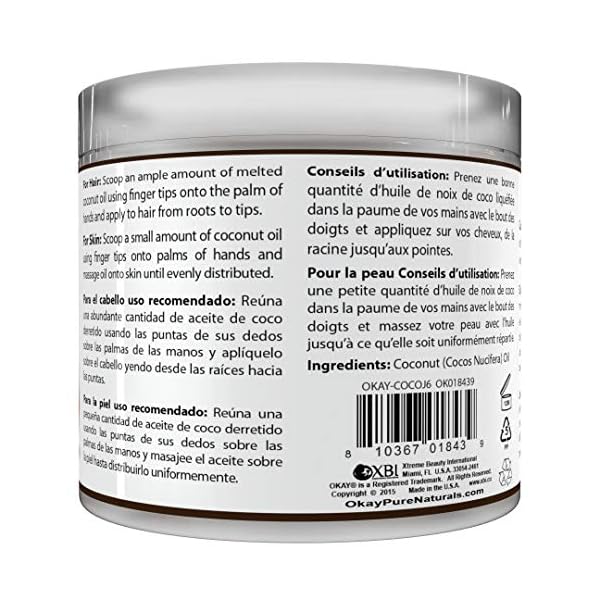 Okay-100-Pure-Coconut-Oil-For-All-Hair-Textures-Skin-Types-Moisturize-Massage-Condition-Excellent-Source-of-Vitamin-E-All-Natural-6-Oz OKAY 100% COCONUT OIL for HAIR and SKIN in JAR 6oz / 177ml