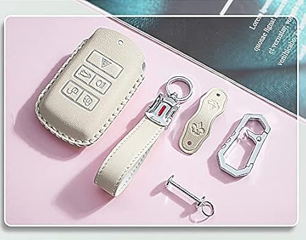 ontto Lederen hoes voor autosleutel voor Land Rover Defender Discovery Sport Range Rover Evoque Sport Velar Jaguar I-Pace E-Pace sleutelhanger sleutel case etui sleutelhoes-B rood