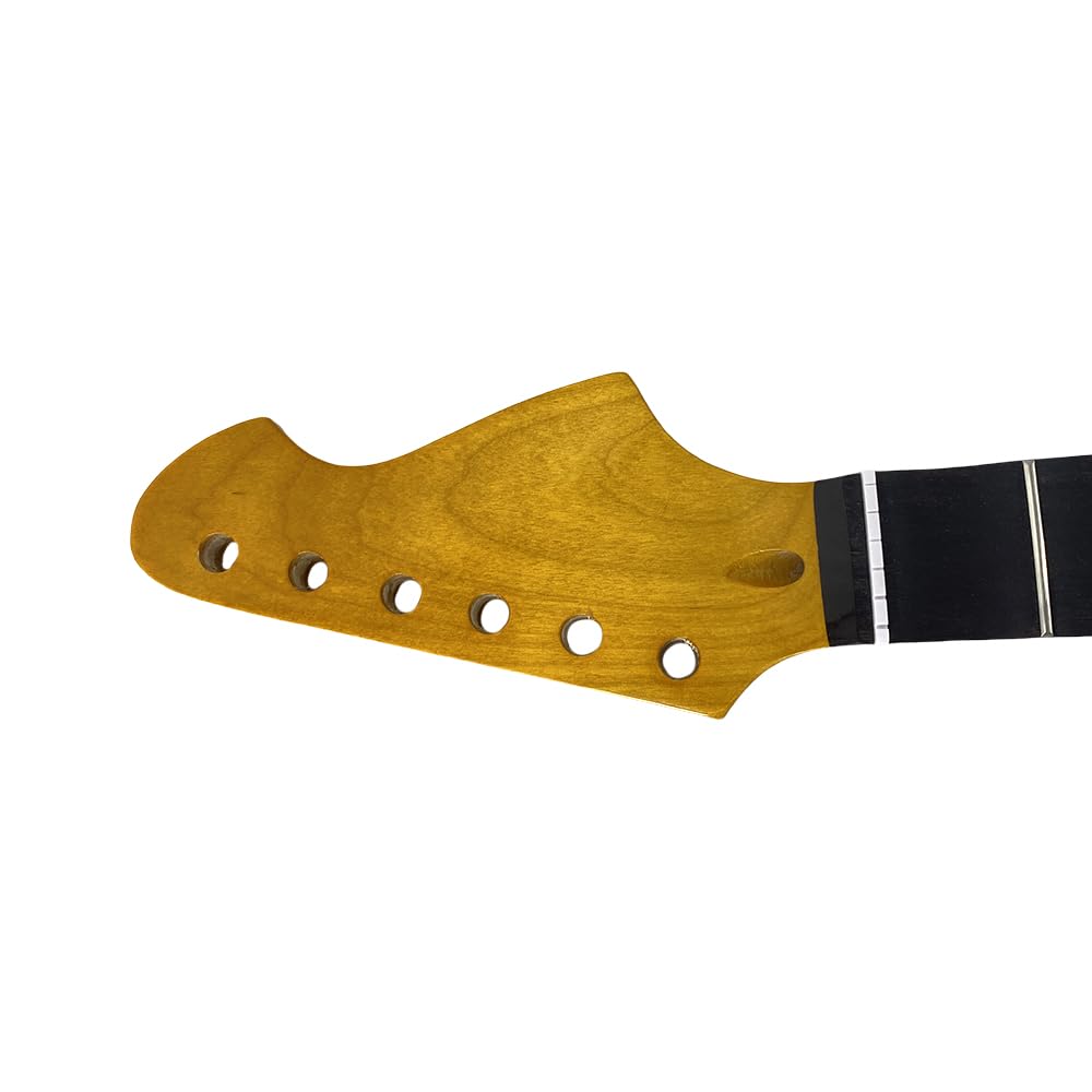 E-Gitarren-Hals, 22 Bünde, 648 mm Länge, Palisander-Griffbrett, weiße, quadratische Einlagen, Hals, DIY-Ersatz (komplett gewellt)
