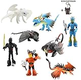 Birthday Party Decorations with How to Train Your Dragon Characters - Dragon Train-Themed Cake Toppers - 8-Piece Toothless Action Figure Set for Kids and Adults - 3.5-8.5 cm Toy Doll Collection