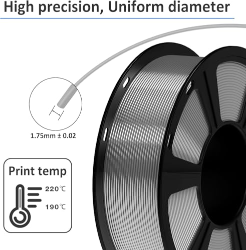 Image of GIANTARM PETG Filament 1.75mm 1Kg(2.2lb), Silver PETG Filament for 3D Printer, ±0.02mm Accuracy, High Precision, Strong Toughness, Neatly Wound & Moistureproof, Non-Clogging & Non-Stringing, Silver