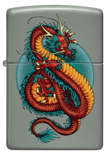Encendedor Zippo Dragon Rojo Chino Verde Mate miniatura 2