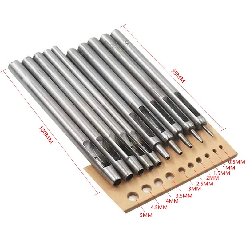 10PCS/Set DIY Leather Punch Leathercraft Round Hole Craft Leather Tools Carving Hollow Drilling Puncher Belt Punching 0.5MM-5MM