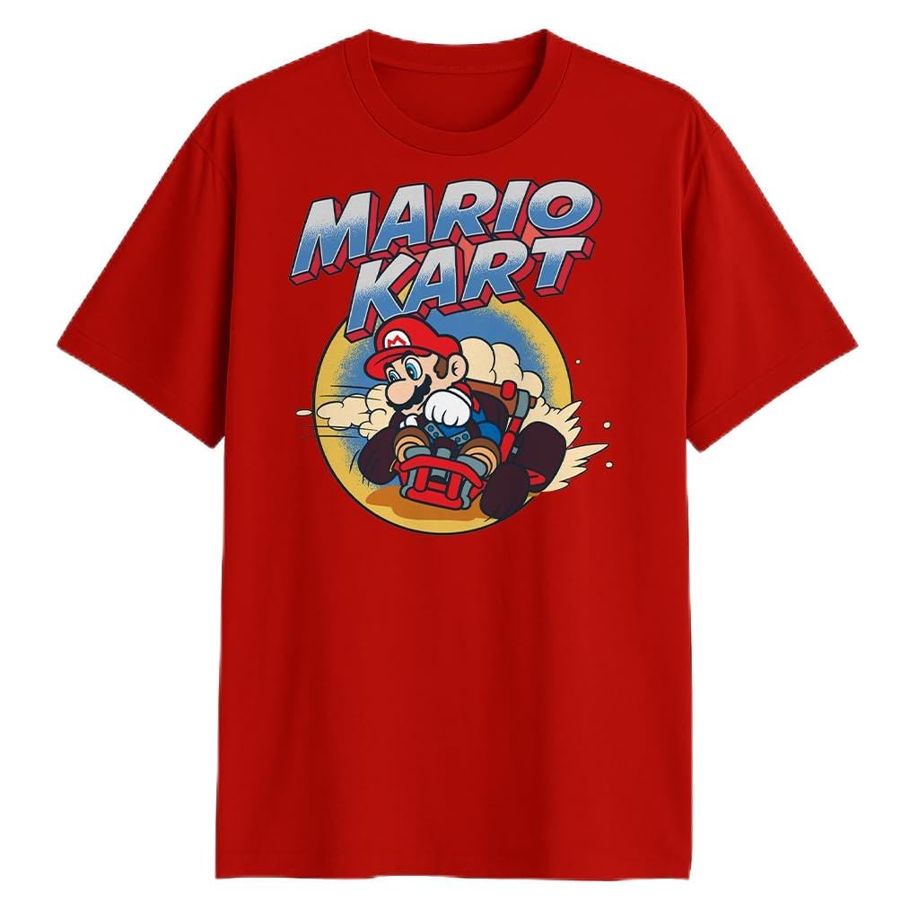 Nintendo Super Mario Kart Vintage Racing Drift T-Shirt, Red, Large