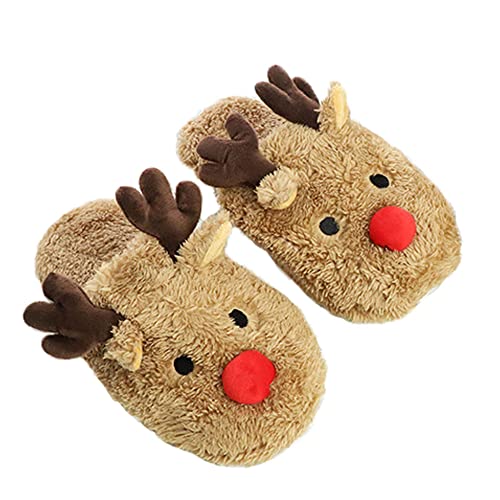 JadeRich Lovely Reindeer Slip-on Slippers Winter Soft Comfy Lightweight Fleece Animal Indoor Shoes