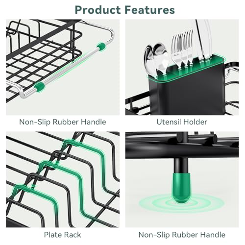 Over the Sink Dish Drying Rack,In Sink Dish Drying Racks,Expandable Dish Rack Over Sink Counter,Adjustable Dish Drainer for Inside Sink with Utensil Holder, Stainless Steel Dish Strainer Large Size by TOOLF - Image 5