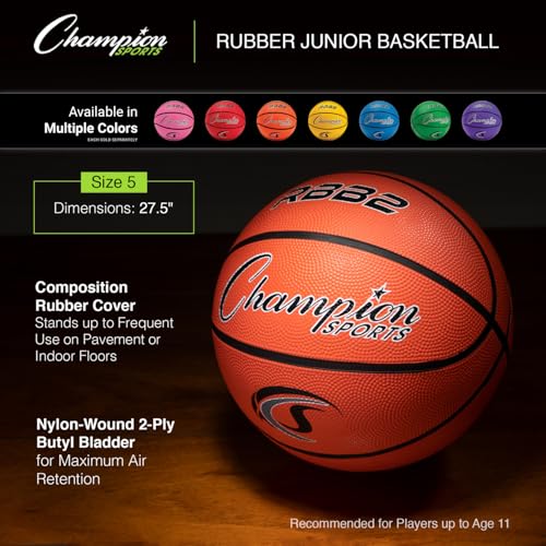 Image of Champion Sports Official Heavy Duty Rubber Cover Nylon Basketballs