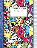  Cuaderno de música Pentagrama: Tamaño grande A4 12 pentagramas por página  110 paginas numeradas e índice inicial  Rock Boy