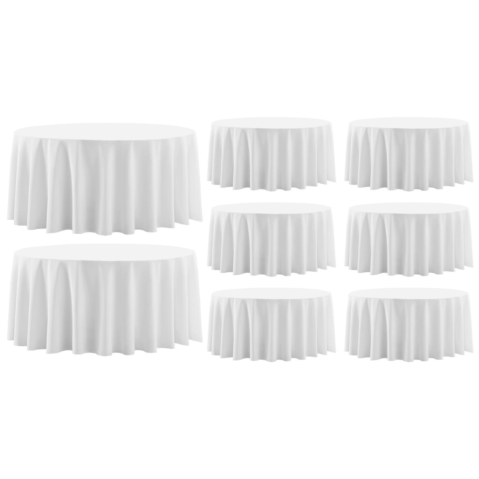 Confezione da 8 tovaglie rotonde bianche da 332 cm per tavoli da pranzo | Tovaglia lavabile, decorativa, in lino, poliestere, per banchetti, buffet, feste, matrimoni