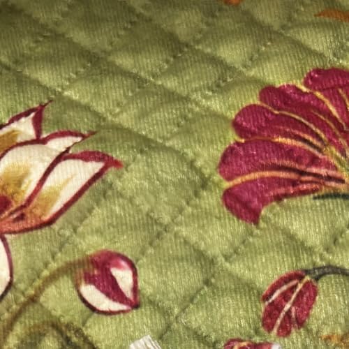 Image of House of Quirk IKATRA Series Quilted Printed Sofa Cover for Indian Sofa Set with Side Pocket - Premium Washable, Anti-Slip, Durable & Ultra Soft Fabric Protector (Green Lotus, Two Seater)