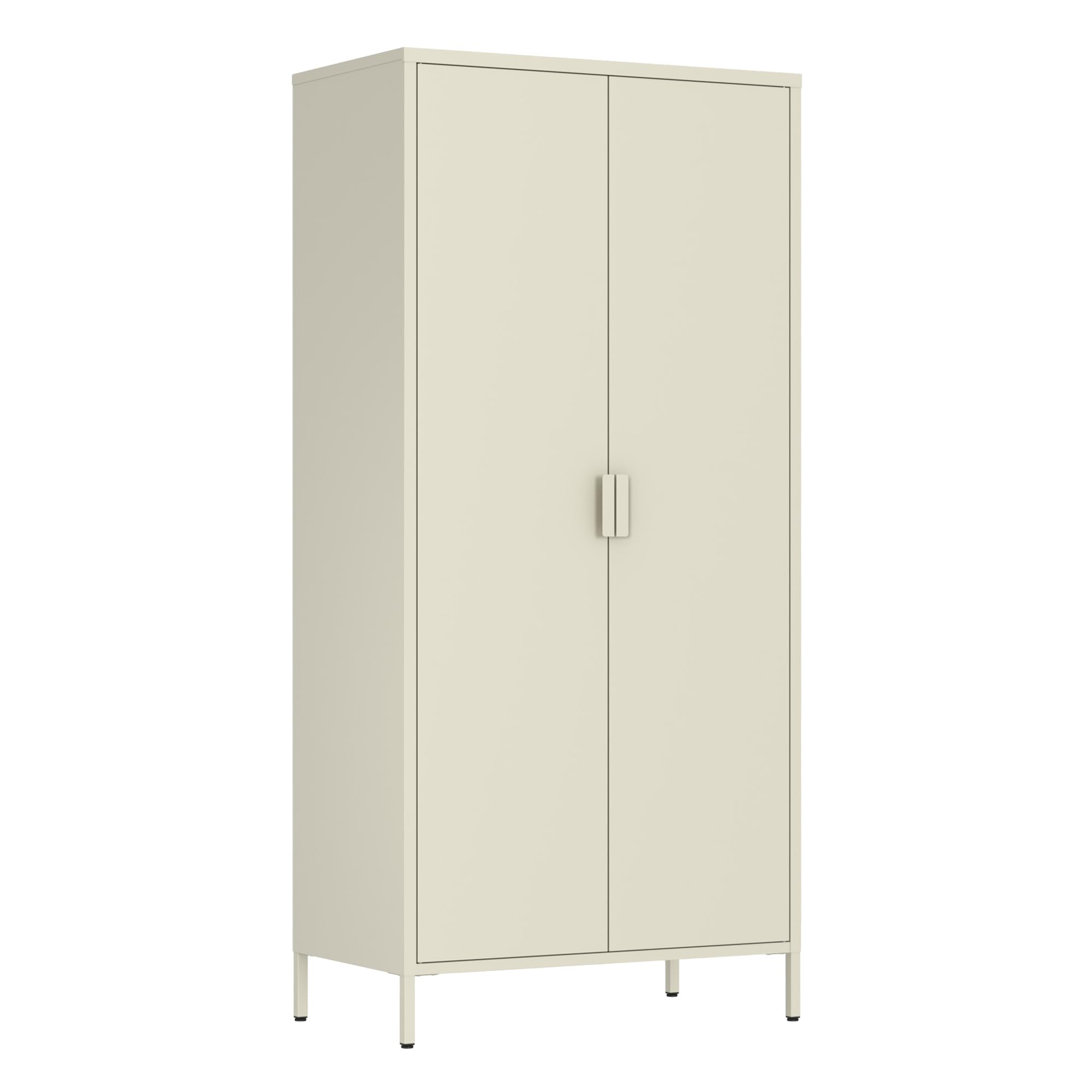 Brigros - Armadio Metallico 2 Ante Con Ripiani E Appendiabiti 80x40x170 Cm, Armadio Salvaspazio Multiuso Per Camera Da Letto, Cameretta E Mansarda, Guardaroba Moderno In Metallo Colorato (Avorio)