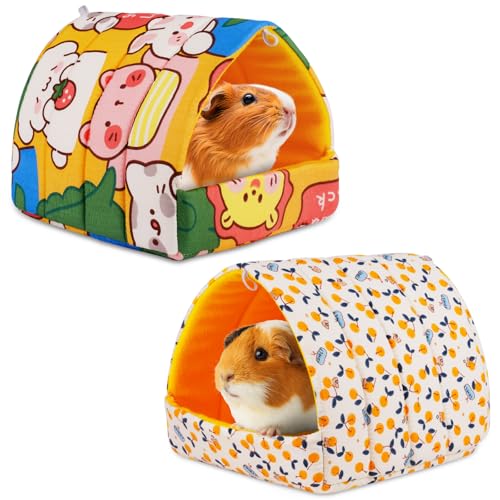 HOTUT Maison pour Cochon d'Inde, 2 Pieces Petits Animaux Couchages Hiver Cabane, Lits Grotte Chauds Petits, Confortable et Chaud, pour Lapin Nain Chinchilla...