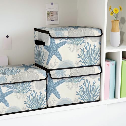 Image of Stackable Clothes Storage Bins with Lids 3 Pack | Closet Organizers Fabric Cat Printing Box for Home and Office,Blanket Clothes Organizers,Under Bed Storage Containers