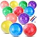 ZHANGBY 12 Pcs 9 Inch Inflatable Balls for Kids & 2 Hand Pump, Bouncy Beach Ball Kickball Toys Pets School Playground Indoor/Outdoor Playballs Marbleized Bouncing