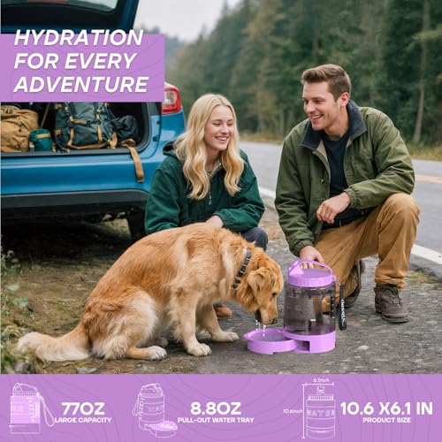 Image of Dog Water Bottle Portable Travel - 77oz Large Travel Water Bowl for Dogs Camping Hiking Beach Traveling Essentials,Big Pet Bottles Bowl Water Dispenser for On The Go Park Car Walking Accessories