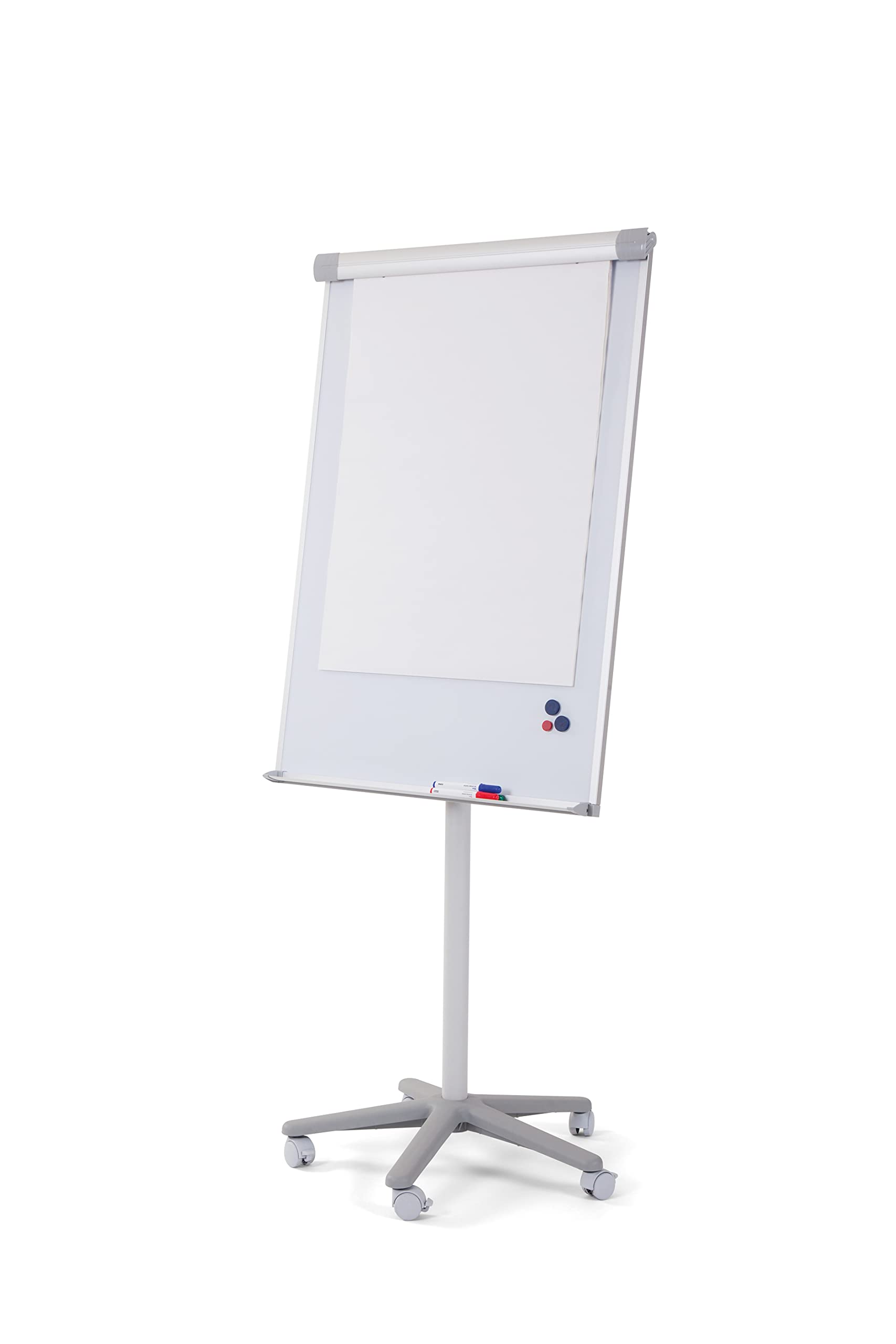 Bi-Office Pizarra Magnética con caballete móvil Smart, rotafolios con ruedas, marco de aluminio de 70 x 100 cm