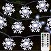 Homeleo 50 LED Cold White Snowflake LED Fairy Lights with Remote Control, Battery Powered Snowflake Shaped LED String Lights for Chrismas, Party, Wedding, Year, Garden Décor