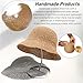 Womens Straw Bucket Hat Wide Brim Summer Beach Hat for Women Foldable Travel Sun Hat Fedora Crochet Straw Hat UPF50+, Khaki