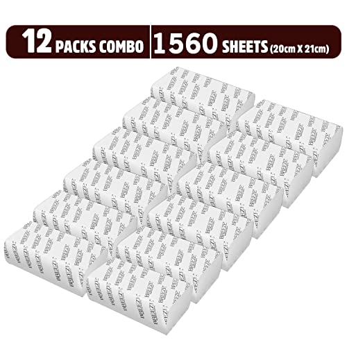 Image of BREEZE Multifold Tissue Paper Towels 1560 Sheets Soft and Absorbent 1 Ply Hand Towel Napkin for Office Kitchen & Home (Pack of 12x130, White)