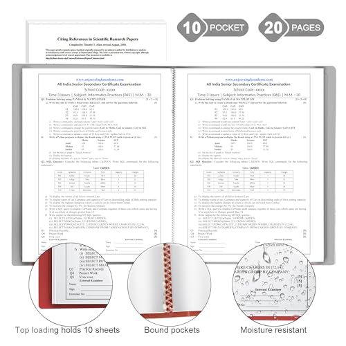 Image of TULMAN 10 Pockets Full Scape Bound A4 Size Presentation Display Book Portfolio File Binders with Plastic Sleeves Document Organizer for Music Sheets Artwork Drawing for School - (Color May Vary)(4 Pk)
