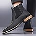 ENOEGMSD Chelsea Boots Men's Chunky Heels Western Cowboy Boots Fashion Classic Square Toe Embroidered Pull On Casual Work High-Top Ankle Boots (Black,8.5)