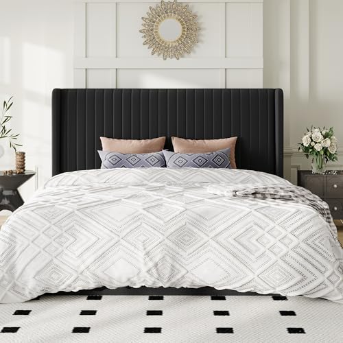 Image of Allewie King Size Lift Up Storage Bed Frame Channel Tufted Headboard Black