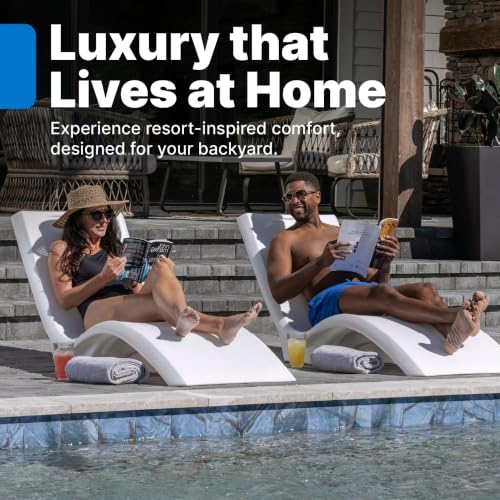 Image of Step2 Vero Pool Lounger 2-Pack, Weighted in-Pool Lounge Chairs for Tanning Ledge and Baja Shelf, White