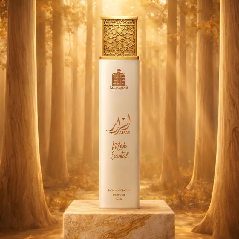Image of Adilqadri Asrar Misk Santal 50ml Perfume for Men and Women - Non-Alcoholic with Honey, Sandalwood, Vanilla & Agarwood - Long Lasting Warm Musky Fragrance