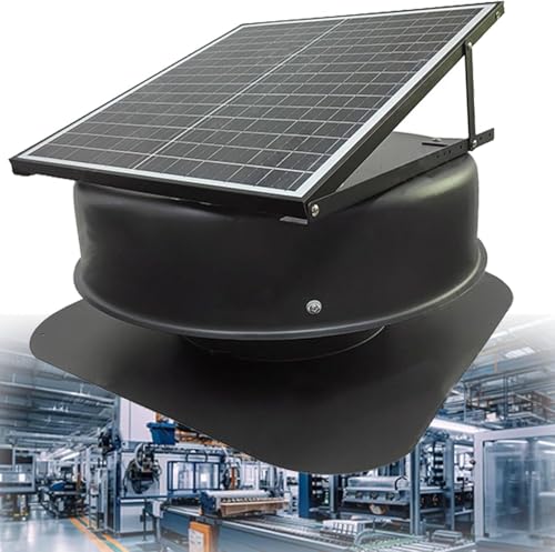 LPONAA Ventilador Solar Híbrido para Ático con Control Remoto, 40 W, Extractor De Techo De 880-1470 Cfm, 5 Aspas De Aluminio.