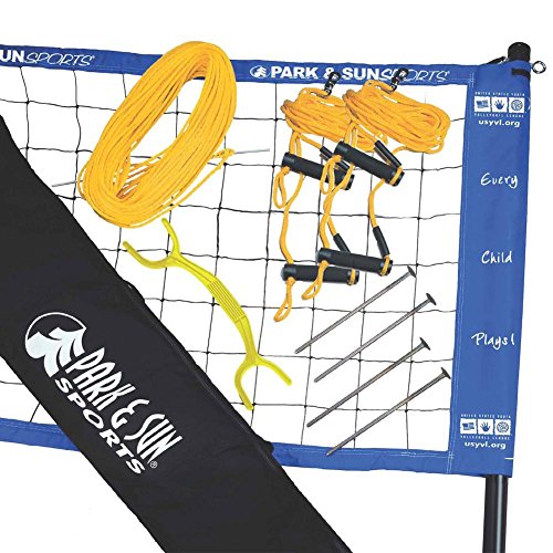 Park & Sun Sports Portable Outdoor Youth Volleyball Net System: Official USYVL with Adjustable Height Poles Blue One Size