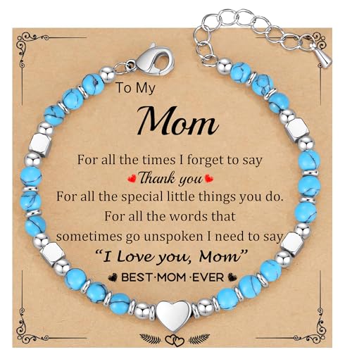 Christmas Gifts for Women, Stocking Stuffers for Teens Beaded Bracelets for Women Gifts for Mom Christmas Gift Mothers Day Gift for Grandma Daughter Bonus Mom Nature Stone Bead Bracelet Graduation Jewelry for Her 2026