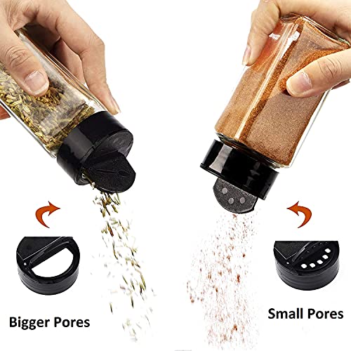 Image of Machak Square Glass Jar Spice Container Salt & Pepper Shaker Set, 120ml (Set of 6)
