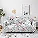 Sofa Überzug 2 Sitzer, Blumen Blätter Grau Sofabezug Stretch Sofaüberwurf Weich Spandex Elastisch Sofa Überwürfe Sofahusse Couchbezug Sesselbezug für Sofa Couch und Sessel 135-170cm