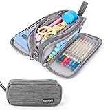 Global Park Pencil Case Pouch, Large Cute Pencil Box Bag For Back To School Supplies, Zipper Cartuchera Escolar For Boys Girls Student Teens(Gray)