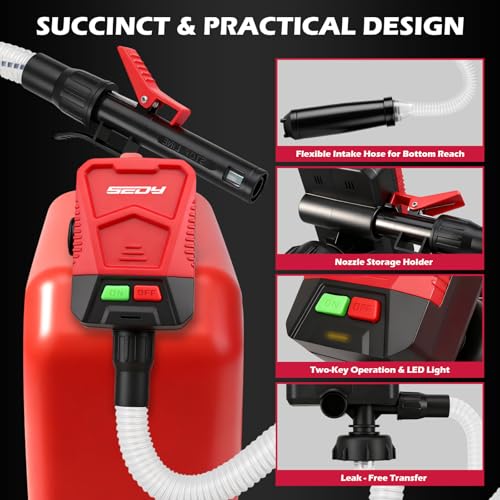 Image of Automatic Fuel Transfer Pump with Auto-Stop Sensor(3.2 GPM), Battery Operated Gas Can Pump with 3 Can Adapters, Extra Long Hose, Portable Fuel Pump for Oil, Diesel, Gasoline (Batteries Not Included)