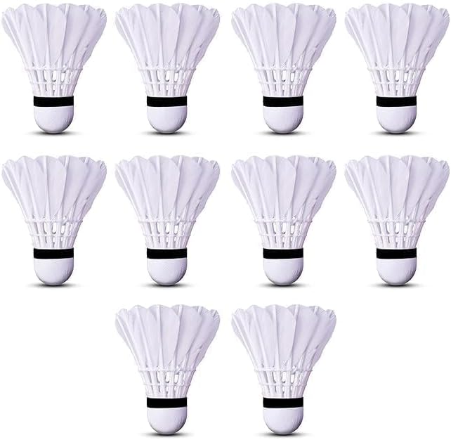 6-PCS Shuttle Cocks (White) | Feather Shuttle Combo Pack of 10 shuttles,Outdoor & Indoor Badminton Sports Pack of 1 (6-pcs) (10)