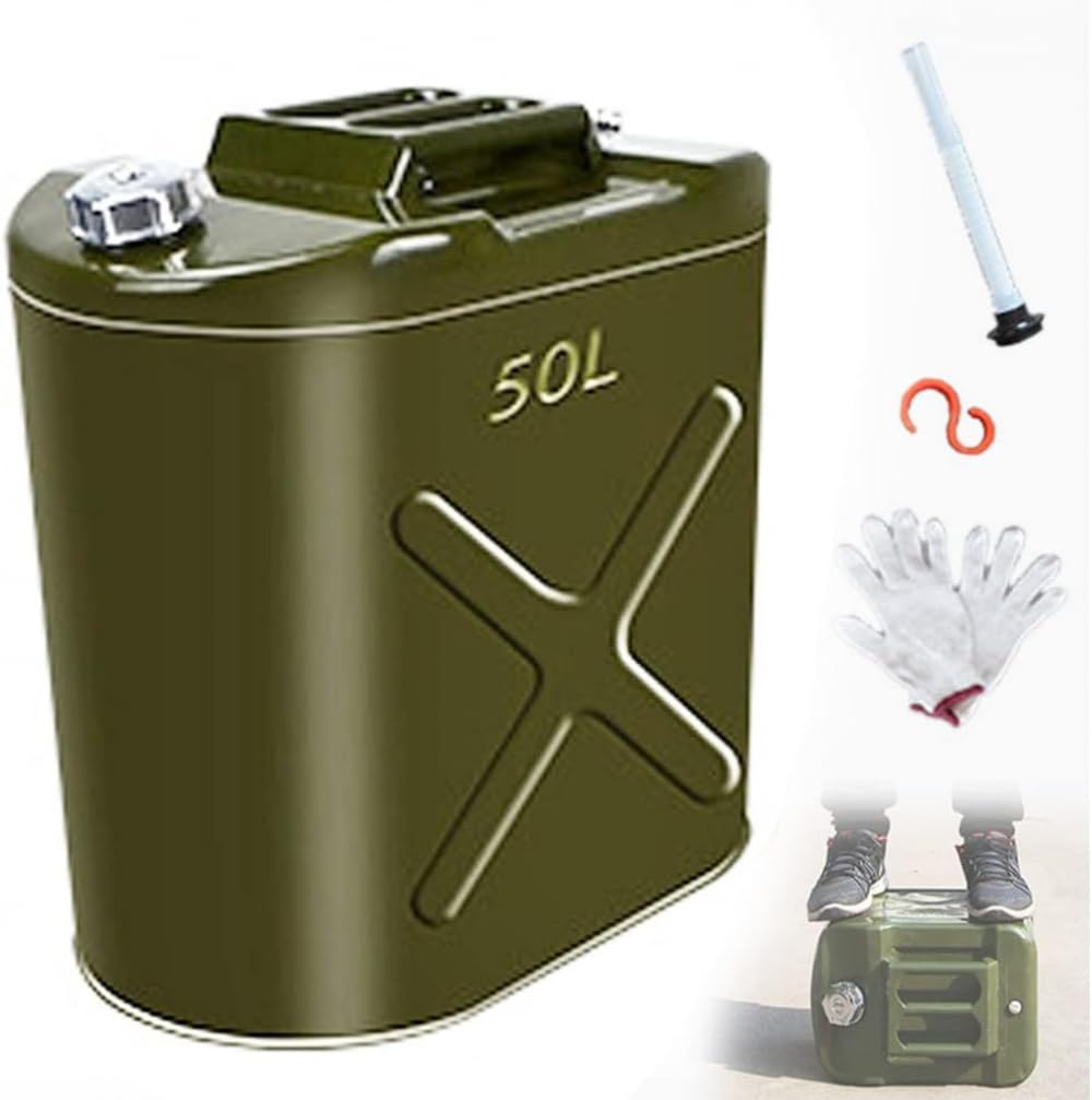 Bidón De Gasolina,Barril De Gasolina De Acero Inoxidable 10L-60L Garrafa Gasolina Deposito Gasoil Lata De Gasolina Y Diésel En Metal Bidón De Combustible De Boquilla-50L