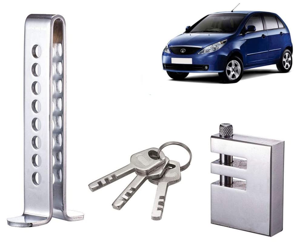Selifaur - Stainless Steel Pedal Lock Rod or for Car Clutch Brake Throttle Adjustable Anti Theft Security Lock System for - Tata Indica Vista