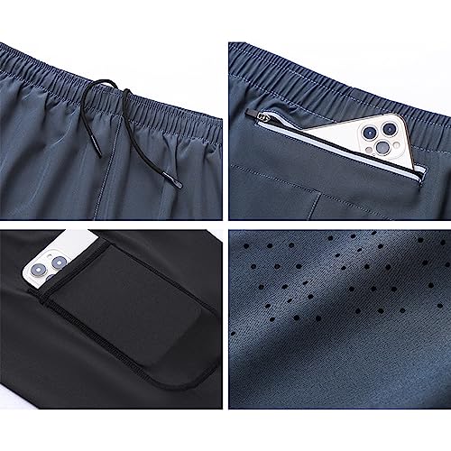 Shorts atléticos masculinos de camada dupla sólida para treino plus size, shorts de ginástica de sec