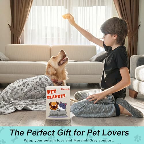 Stuffed® Premium Soft Dog Blanket Washable, 40"x32" Cat Blanket for Indoor Cats Large Medium Small Dog Puppy Essentials (Grey) - Image 7