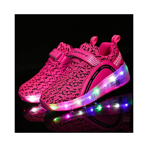 FZ FUTURE Mädchen LED Rollschuhe mit Räder Skateboardschuhe mit Rollen Roller Skate Schuhe Sneakers Light Rollschuhe Wheels, für Kinder Mädchen Junge Erwachsene,34 Cover