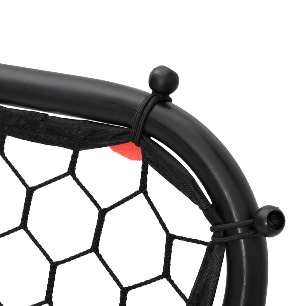Rimbalzo da calcio regolabile, nero, parete di rimbalzo per allenamento, allenatore in acciaio per calcio, basket e baseball, 84 x 73 x 60-80 cm
